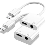 Apple MFi Certified 2 Pack Lightning to 3.5mm Headphones Jack Adapter for iPhone Dongle 2 in 1 Charger and Aux Audio Splitter Adapter Compatible with iPhone 14 13 12 11 XS XR 8 7
