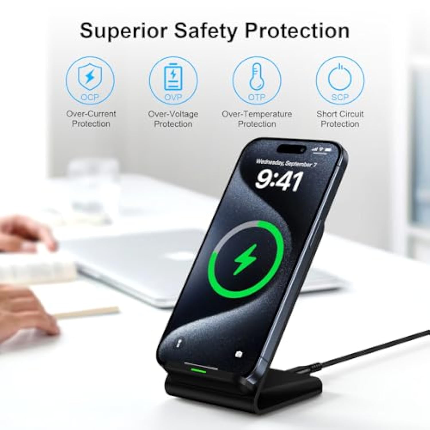Samsung Wireless Charger Fast Charging Stand Desk Phone Charger Stand Android Charging Station For Samsung Galaxy S24 Ultra S24+ S24 S23 Fe S22 S21 S20 S10 S9 S8,Iphone 15 Pro Max Plus 14 With Adapter