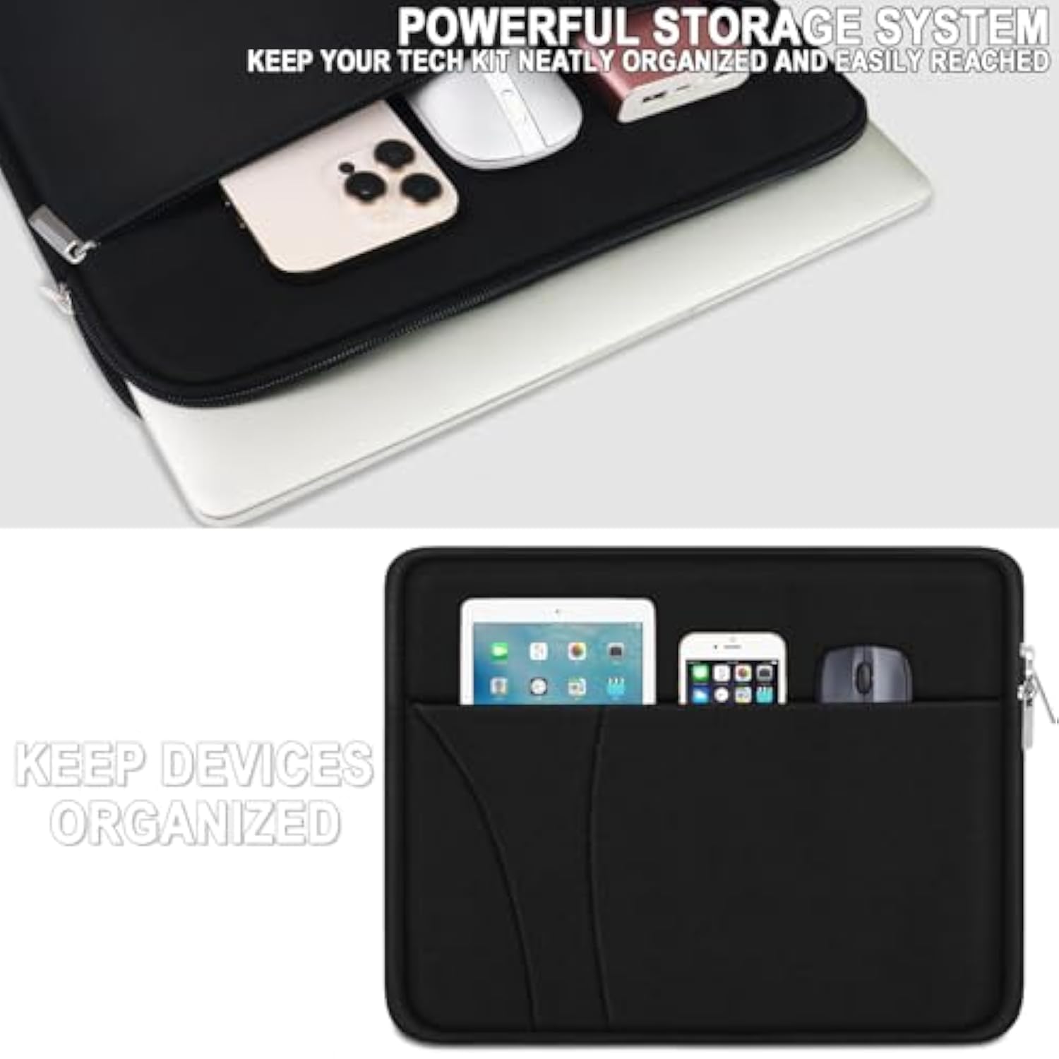 Laptop Sleeve 14 Inch, Slim Traveling Laptop Case Cover With Zippered Pocket, Shockproof Protective Carrying Briefcase Computer Bag For 14" Macbook Air/Pro, Hp, Dell, Lenovo, Acer, Black