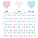 Blue Pink White Party-Decorations Gender-Reveal - 52Ft Paper Heart Garland Streamer Banner Birthday Decorations Baby Shower Decorations Gender Neutral Decorations Bridal Wedding