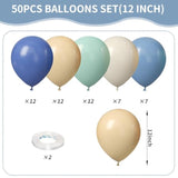 50Pcs Dusty Blue & Green Balloons 12" for First Birthday & Baby Shower Decor