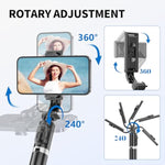Selfie Stick Tripod, All In One Extendable & Portable Iphone Tripod Selfie Stick With Wireless Remote Compatible With Iphone 16 15 14 13 12 11 Pro Xs Max 8 7, Galaxy Note10/S20/S10/Oneplus 9/9 Pro Etc