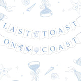 Last Toast On The Coast Bachelorette Party Banner Coastal Bachelorette Party Decorations Blue White Shell Champagne Palm Tree Garland Banner For Girl Beach Bachelorette Bridal Shower Party Supplies