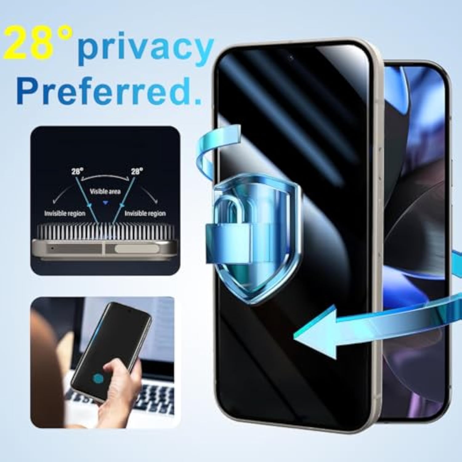 Privacy Screen & Lens Protector 4-Pack for Pixel 9 Pro 5G - Anti-Spy 9H Glass