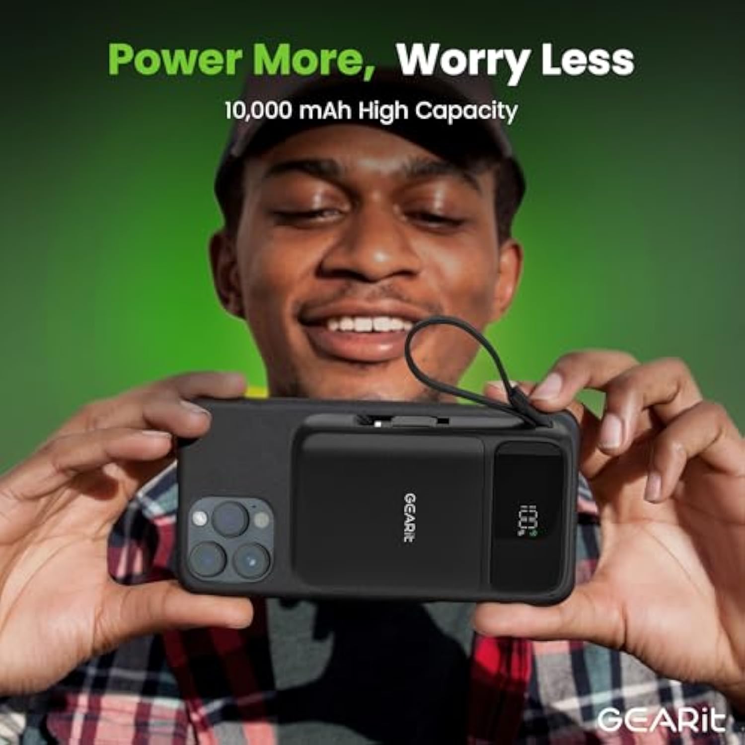 GEARit 5-in-1 10000mAh Power Bank - Wireless Charging, Built-in USB-C & Lightning Cables, MagSafe Compatible - Compact, Fast, Portable Charger and Battery Pack for Phones, Tablets and Other Devices