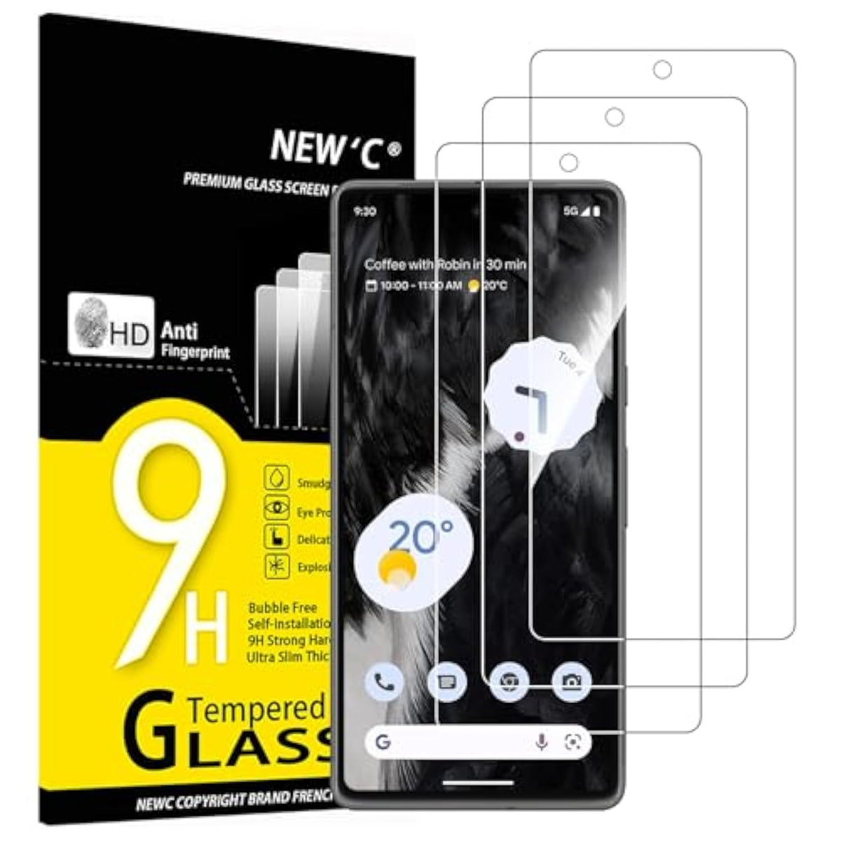 3-Pack Tempered Glass Screen Protector for Google Pixel 7 Case Friendly