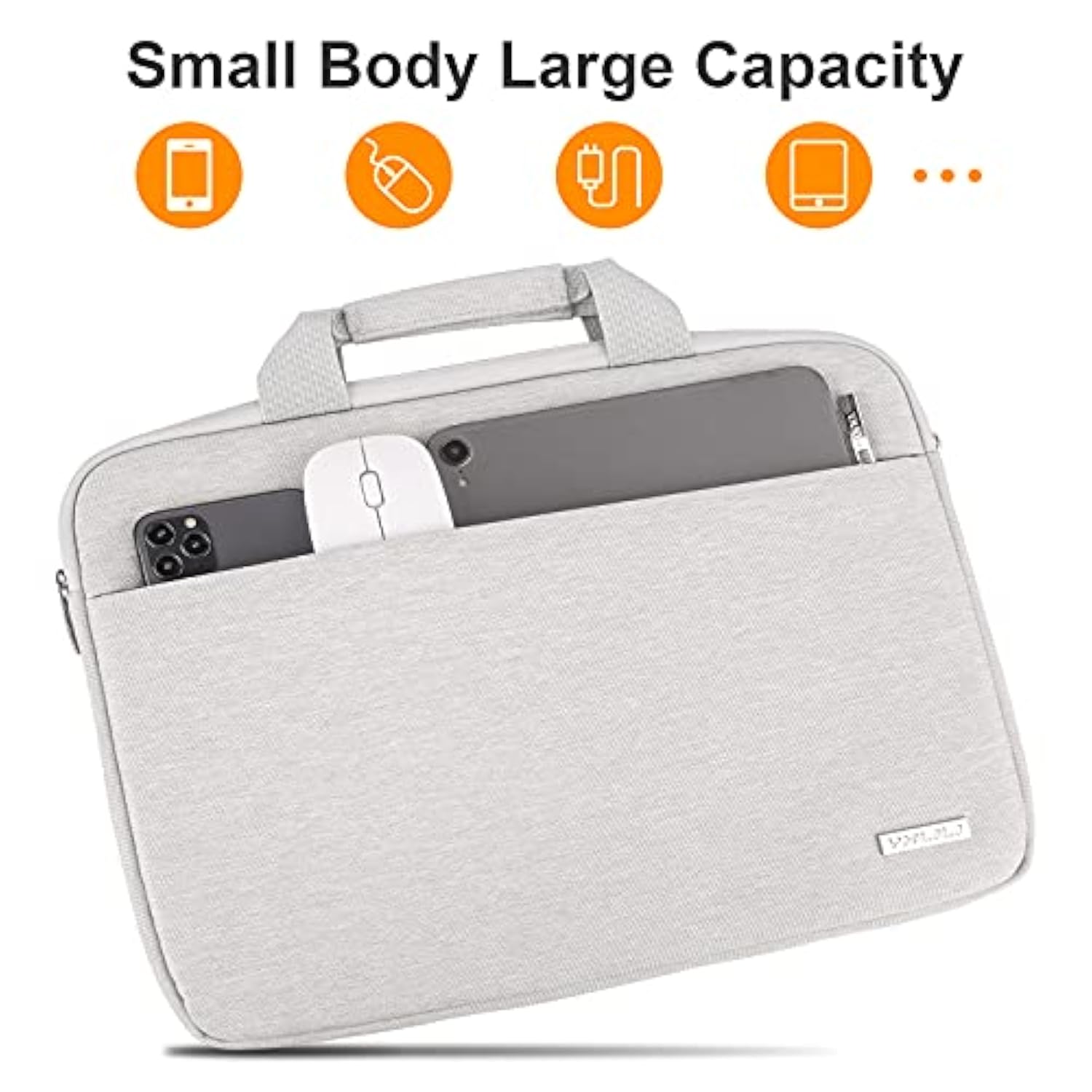 Laptop Sleeve Case 14 Inch With Handle, Waterproof, Anti-Scratch, Shockproof Protective Computer Bag, Large Storage & Multi-Pocket Design-Light Grey