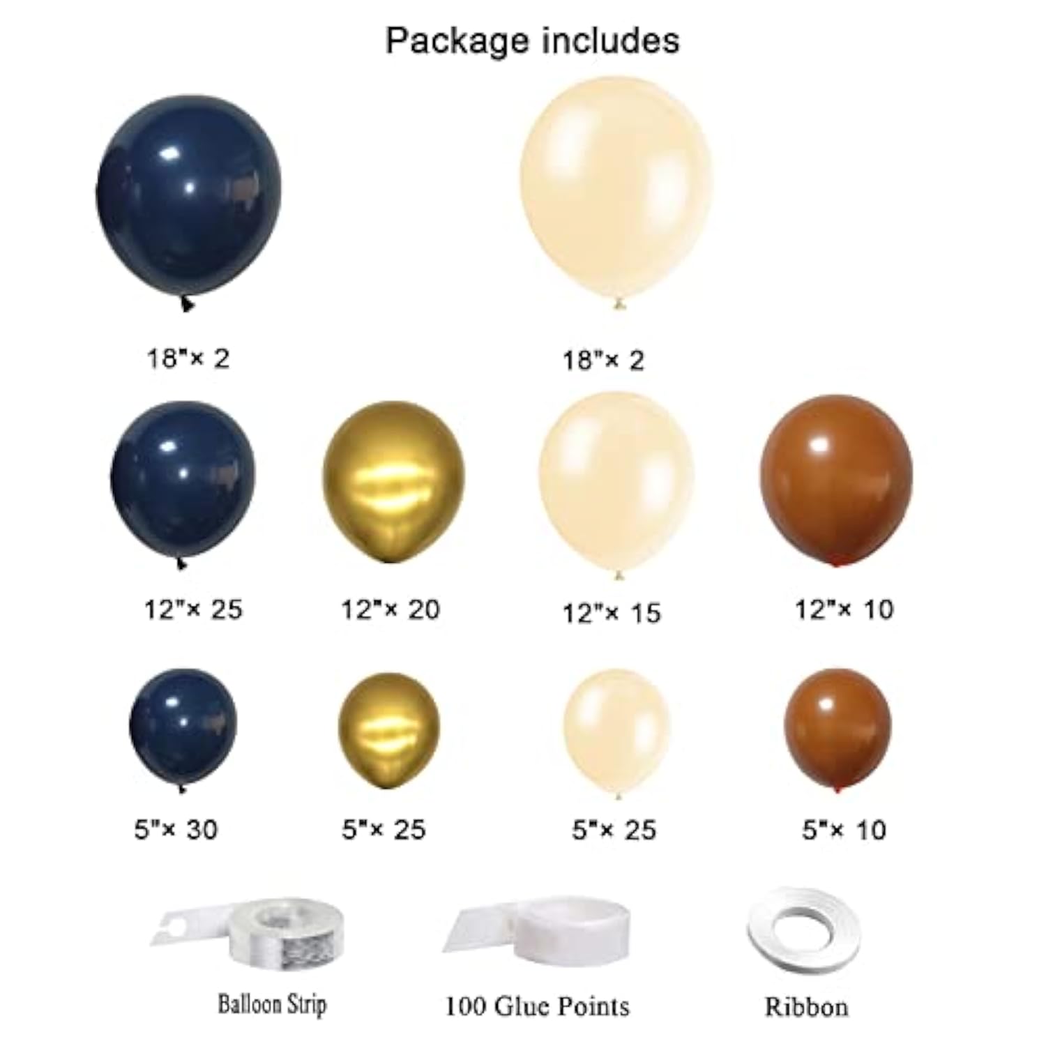 Fall Balloon Arch Kit, Navy Blue White Metallic Gold Double Stuffed Burnt Orange Fall Balloon Garland Arch Kit For Thanksgiving Balloons Decorations Baby Shower Graduation