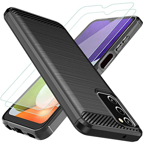 Galaxy A03S Case With 2Pcs Screen Protector Shock-Absorbing | Flexible Tpu Rubber | Protective Cell Phone Cover | For Samsung Galaxy A03S Us | Black