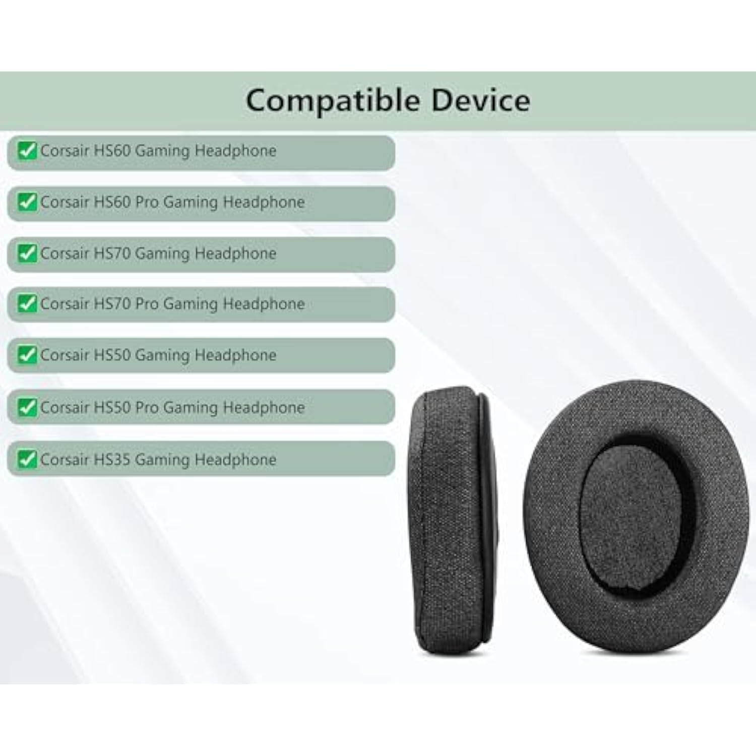 Hs60 Breathable Replacement Earpads For Corsair Hs60, Hs50, Hs70 Pro Gaming Headphones – Breathable Fabric And High Density Foam Cushions