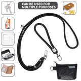 Adjustable Phone Lanyard Crossbody with Detachable Wallet 8mm Black