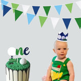 32ft Blue & Green Golf Party Triangle Banner for Birthday, Baby Shower & Events