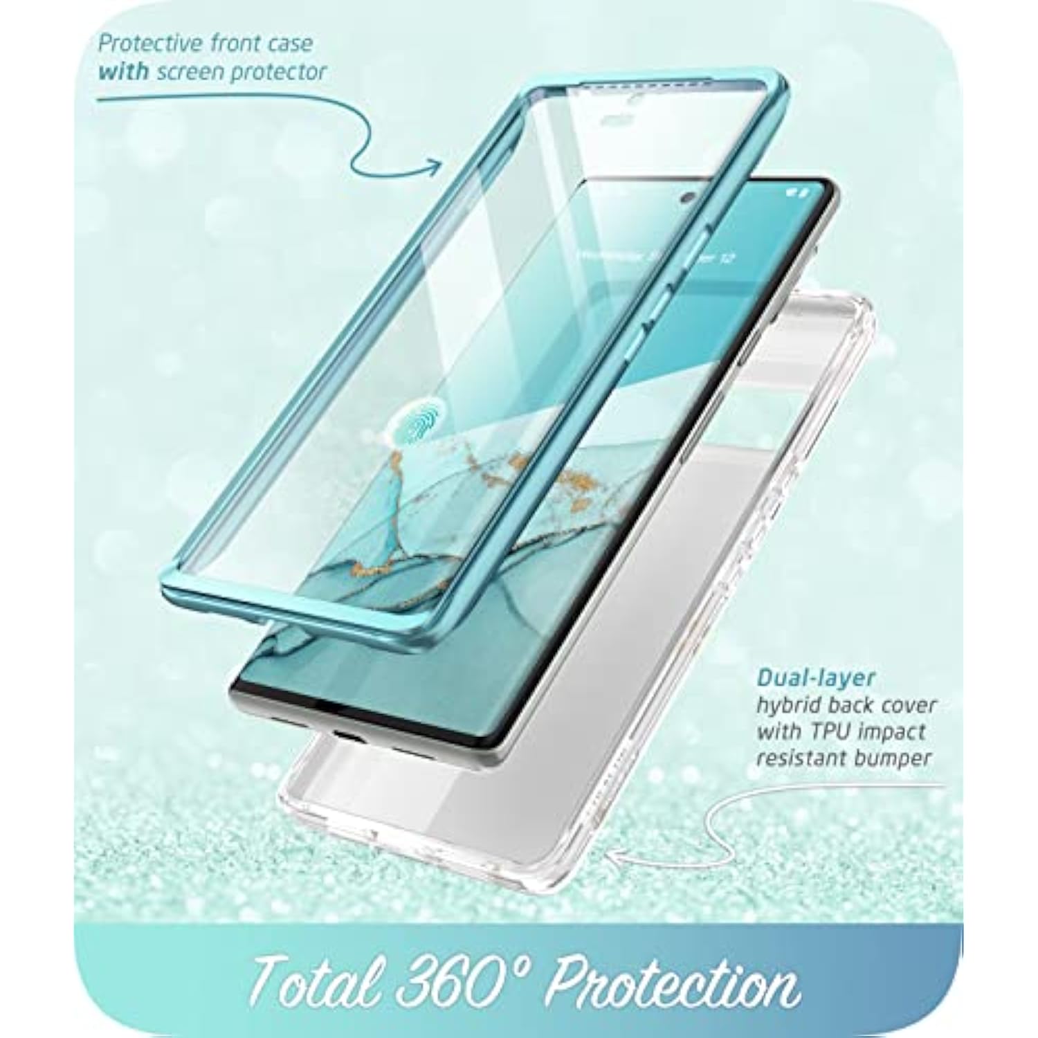 Slim Full-Body Stylish Protective Case with Built-in Screen Protector for Google Pixel 7 Pro Case