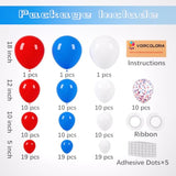 130Pcs Red White Blue Balloons Different Sizes 18" 12" 10" 5" Party Latex Balloons For Birthday Graduation 4Th Of July Independence Day Anniversary New Year Holiday Party Decorations