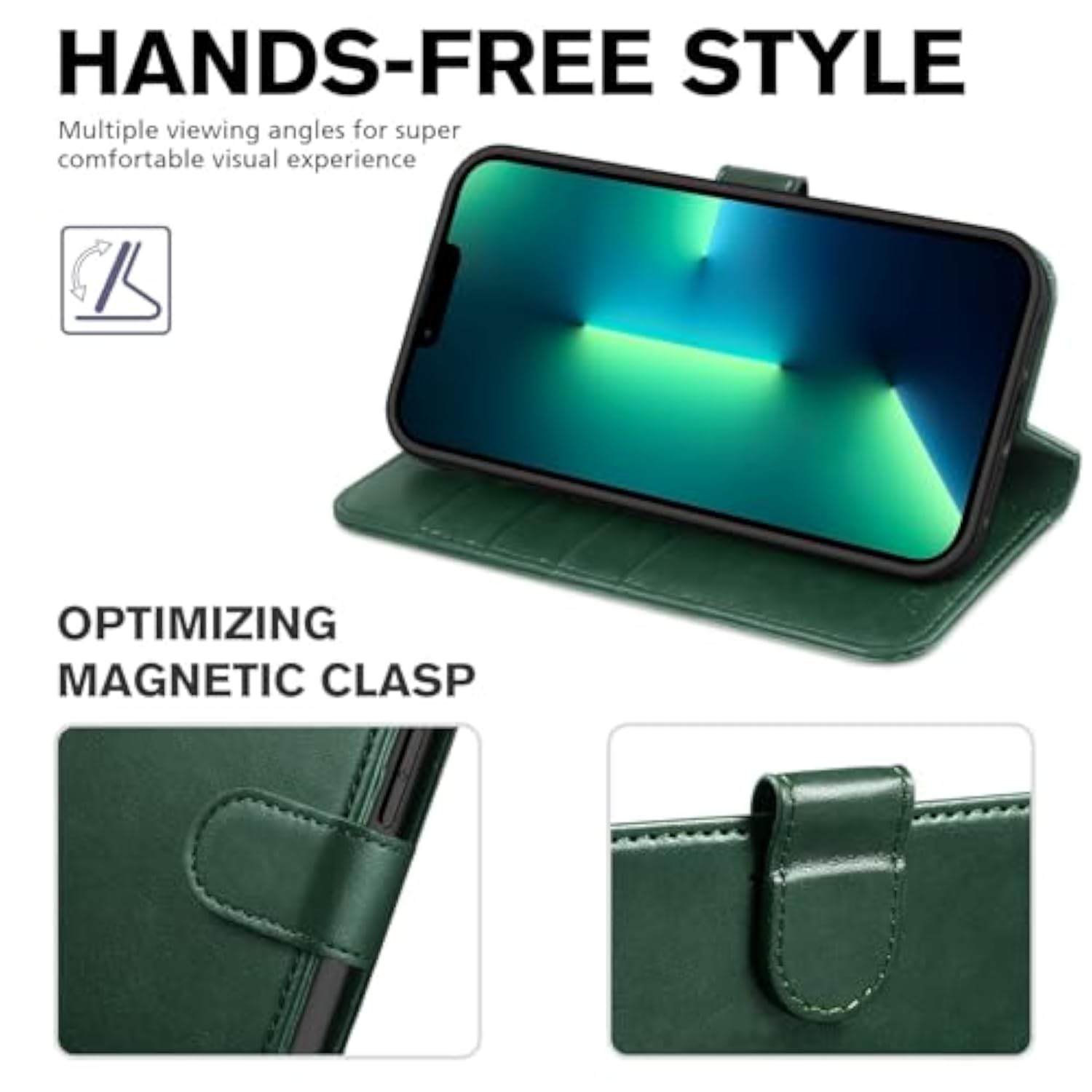 Midnight Green TUCCH Wallet Case for iPhone 13 Pro Max with 4 Card Holders