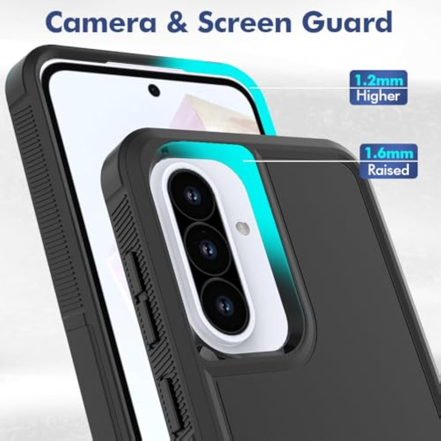Samsung Galaxy A37 / Galaxy A36 5G / Galaxy A57 5G Dual Layer Protective Case with Screen Protector - Military Grade Heavy Duty Rugged Phone Cover with Shock Absorption and Anti-Drop Protection - Black