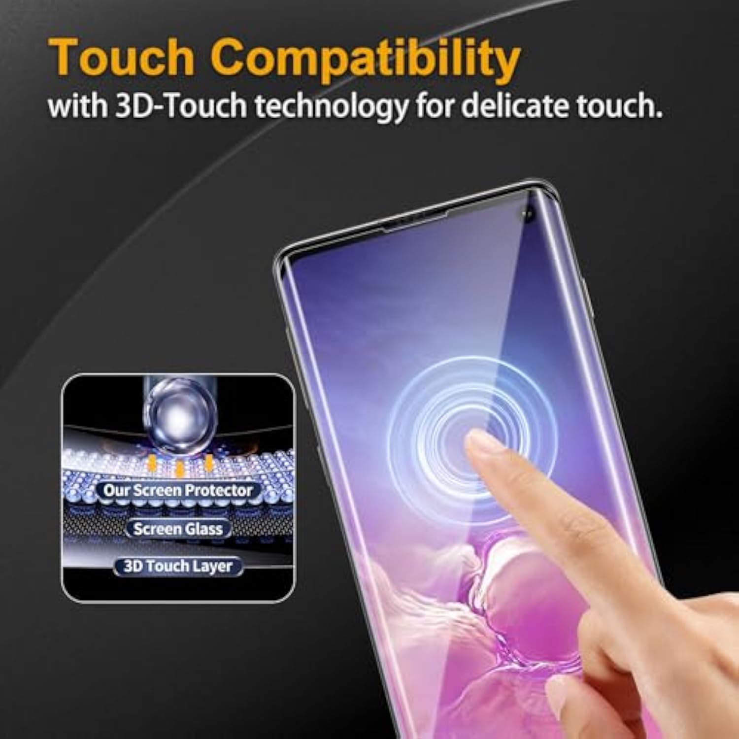 3 Pack Tempered Glass Screen Protector For Samsung Galaxy S10, Anti-Fingerprint, 9H Hardness, Scratch Resistant, 3D Curved Tempered Glass Film, Hd Clear