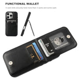 iPhone 16 Pro Wallet Case with Card Holder and Kickstand, Black