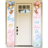 Baby Bear Gender Reveal Decorations - Boy Or Girl Porch Sign Banner, Pink Blue Balloon Baby Shower Door Hanging Banner For Party Supplies