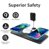 Triple Wireless Charger Pad - 15W Fast Charging Station For Apple Iphone 16/15/14/13/12 Pro/Max/Plus, Airpods, Qi-Certified 3-In-1 Charging Mat For Multiple Devices One-Step Wireless Charging Solution