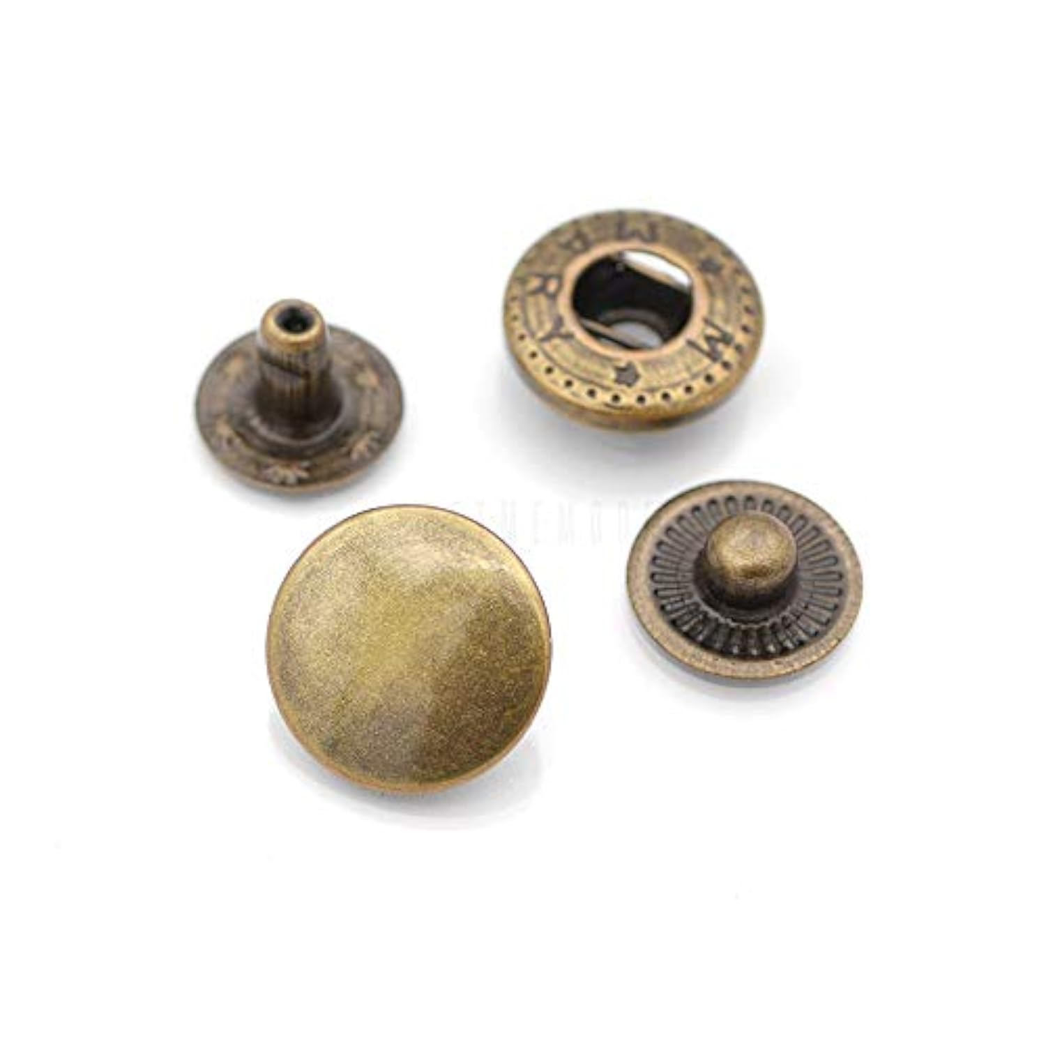 50 Sets Antique Brass Snap Buttons S-Spring Socket Popper Fasteners Fo
