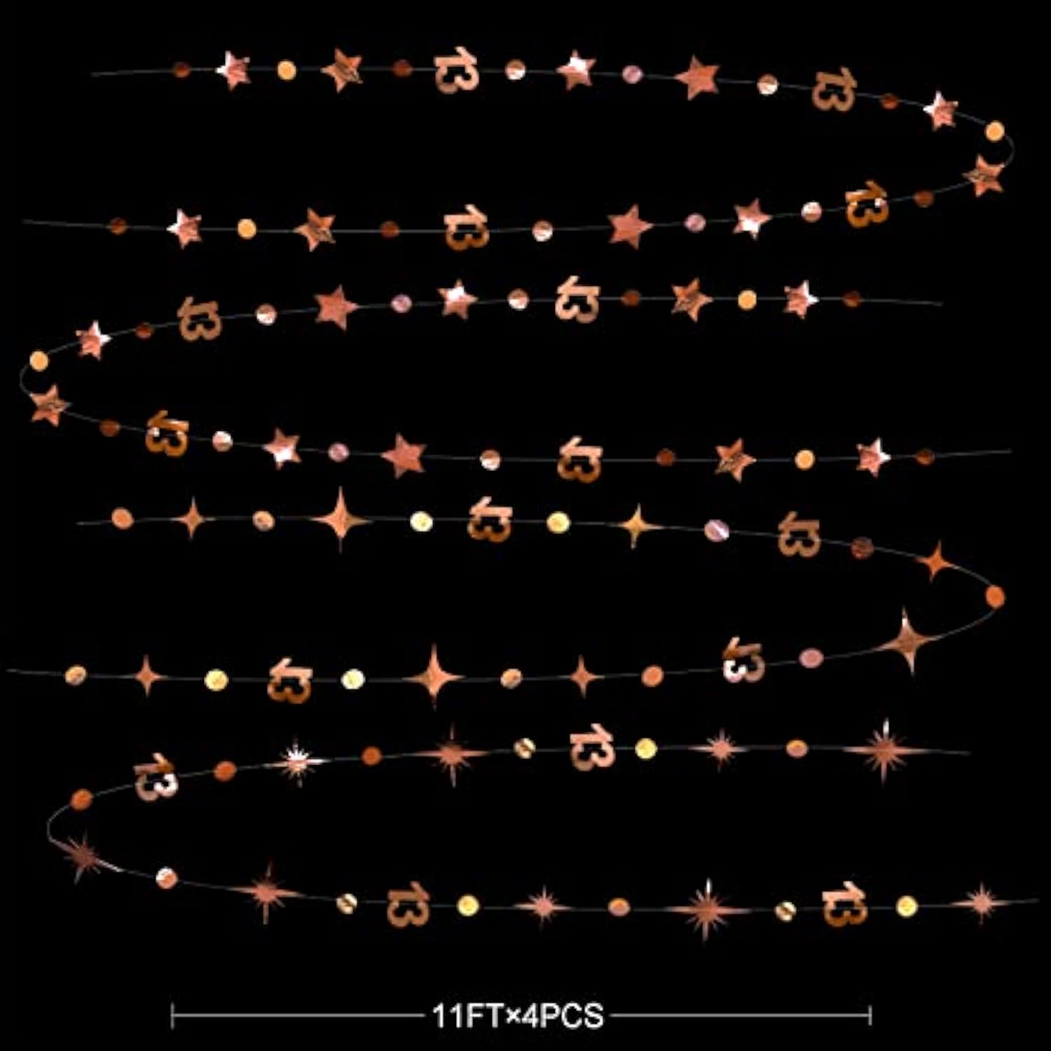 Rose Gold 13th Birthday Garland: Metallic Number & Star Banner