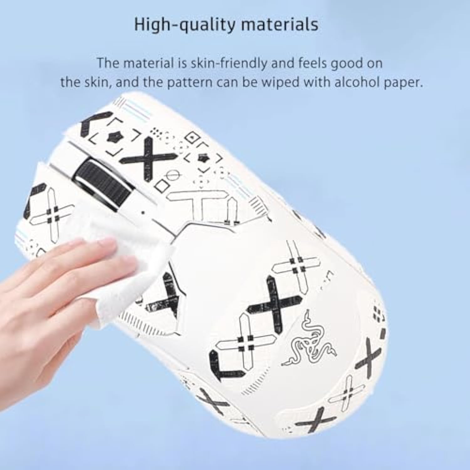 Mouse Grip Tape Full Coverage For Razer Viper V2 Pro, Rounded Curved Edges Mouse Feet Skates,Self-Adhesive Precut Sweat-Resistant Professional Mice Upgrade Kit(Foot Pad + White Mouse Grip Tape)