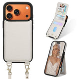 Case for iPhone 17 Pro 6.3 inch, Crossbody Wallet Case Purse with RFID Blocking 3 Card Holders, Flip Folio Leather Cover with Lanyard Wristlet Strap