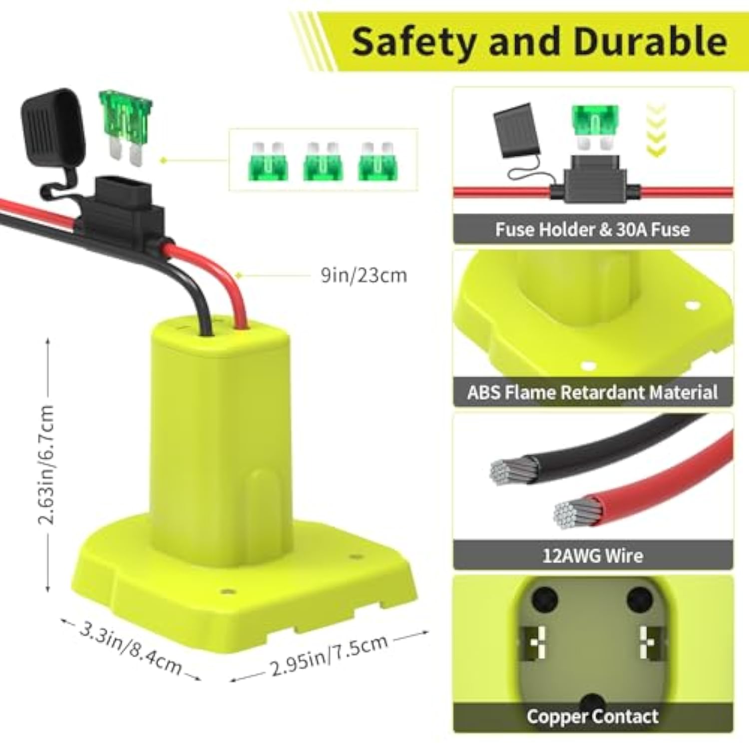 2 Pack Power Wheels Battery Adapter For Ryobi 18V One+ Batteries, Battery Converter With 12Awg Wire, Fuses Holder, 30A Fuses, Wire Terminals Kit For Diy Kids Toys Cars Camping