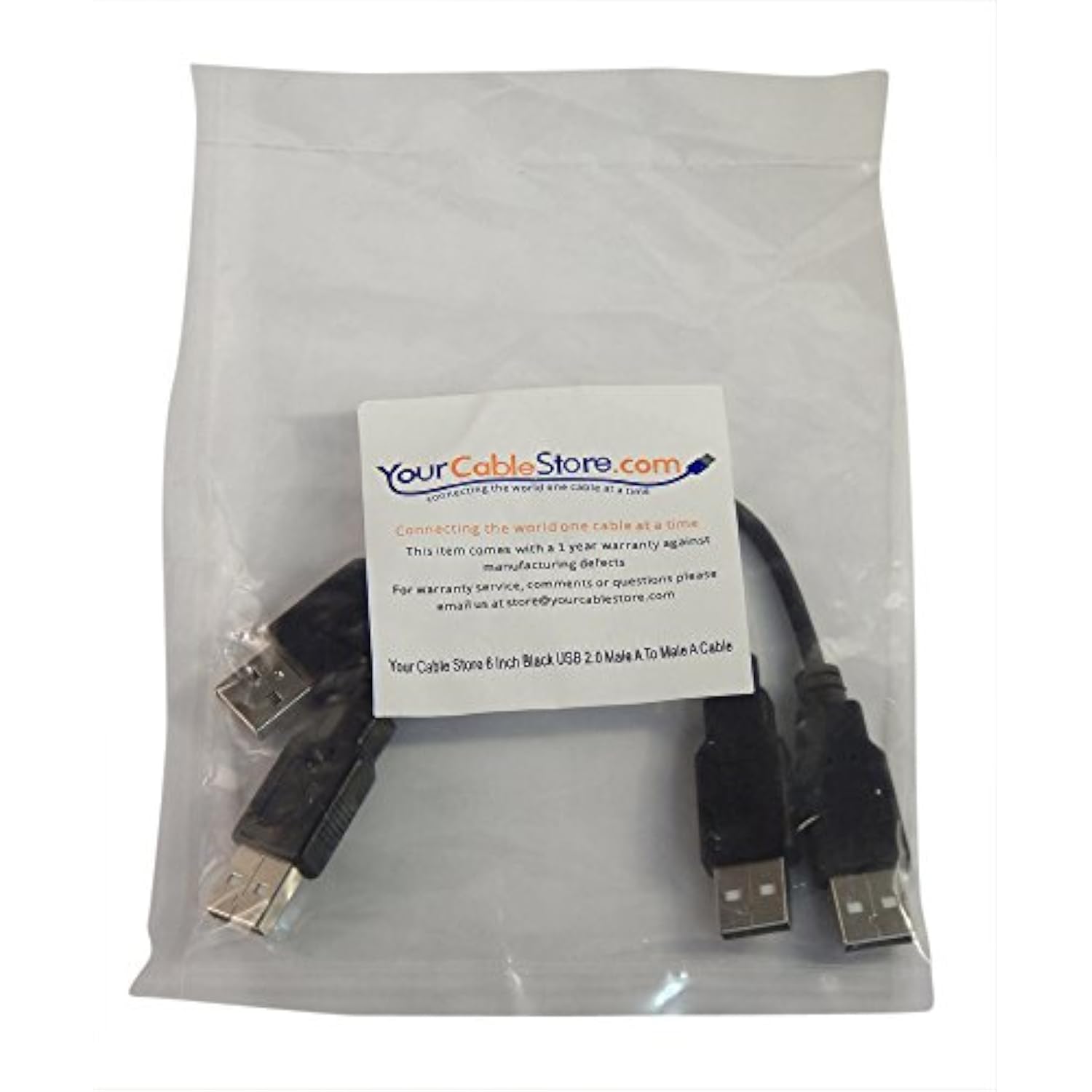 2 Pack 6 Inch Black Usb 2.0 High Speed Male A To Male A Cable 0.5 Ft