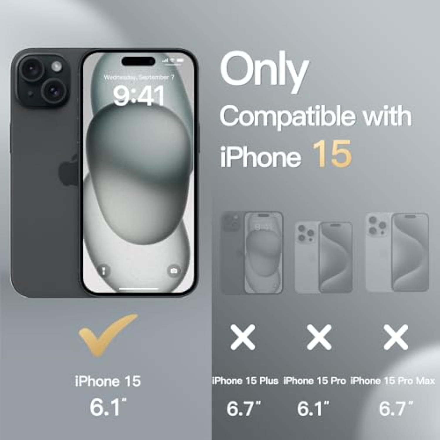 JETech Wallet Case for iPhone 15 6.1-Inch, Shockproof PU Leather Magnetic Flip Cover with Card Holder, Stand Feature and Full Camera Protection (Black)