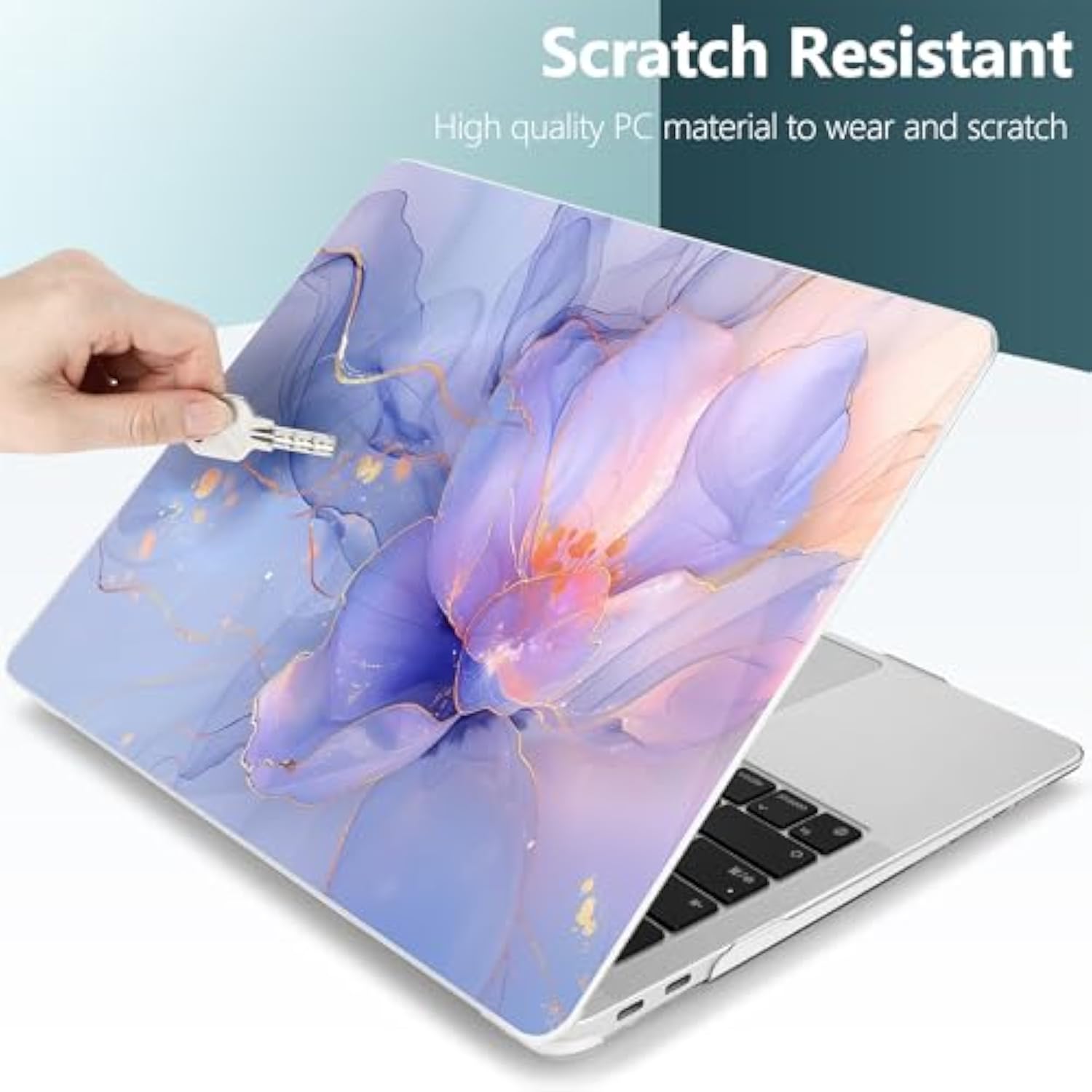For Macbook Air 13.3 Inch Case 2021 2020 2019 2018 Release M1 A2337 A2179 A1932 With Touch Id, Plastic Hard Shell Case & Keyboard Cover & Type C Adapter, Blue Marble