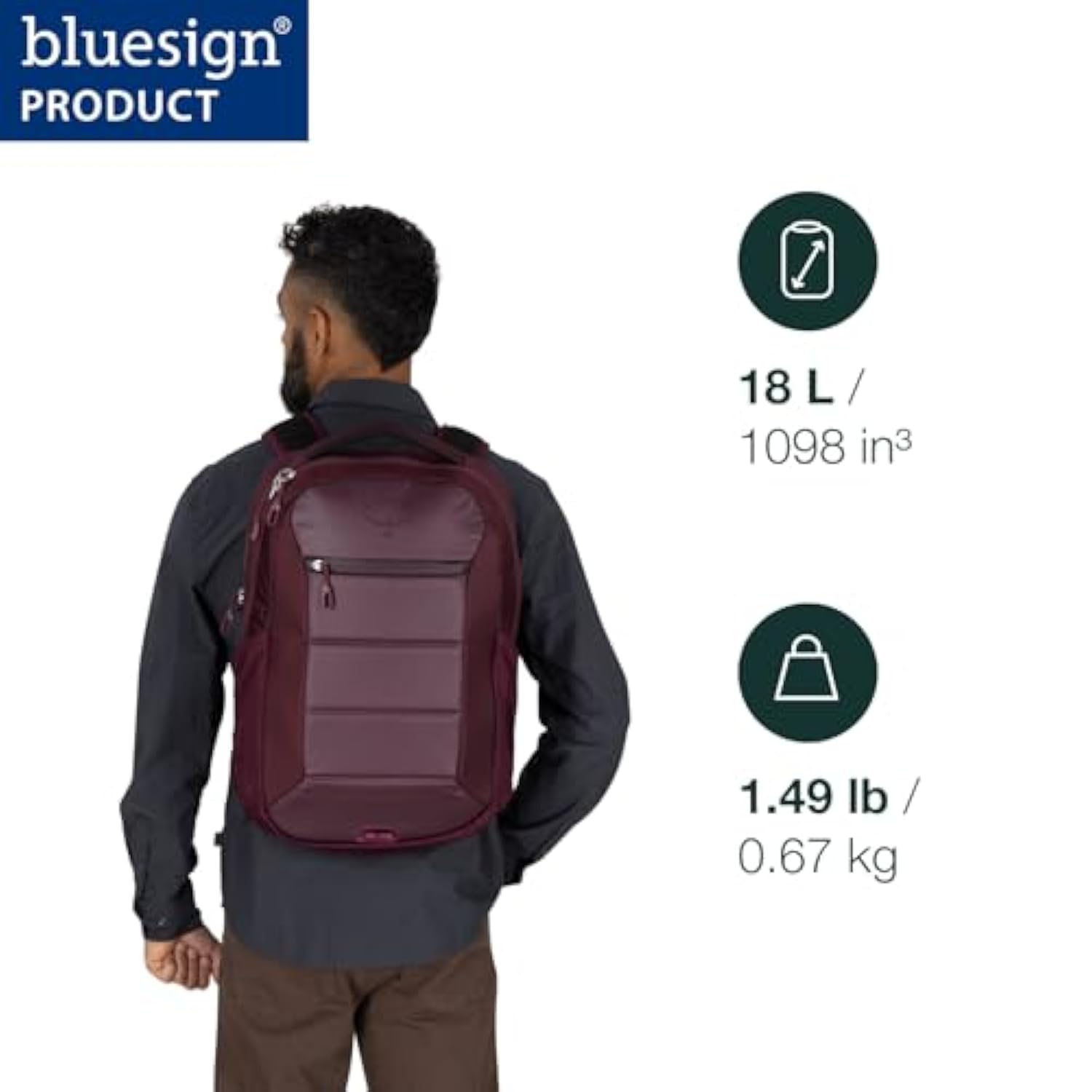 Osprey Ozone Laptop Backpack with Ventilated AirScape Backpanel - Lightweight Travel Backpack with 16” Laptop Sleeve - Carry-On Compatible Travel Bag for Men and Women, Black