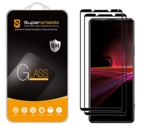 (2 Pack) Designed for Sony (Xperia 1 III) Tempered Glass Screen Protector, (Full Screen Coverage) Anti Scratch, Bubble Free (Black)