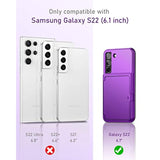 For Samsung Galaxy S22 Wallet Case With Credit Card Holder & Hidden Mirror, Allround Protection Shockproof Phone Cover Designed For Samsung Galaxy S22 5G, 6.1 Inch Purple