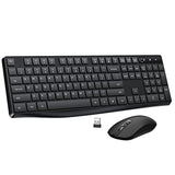 Wireless Keyboard And Mouse Combo, 2.4G Full-Sized Ergonomic Keyboard Mouse, 3 Dpi Adjustable Cordless Usb Keyboard And Mouse, Quiet Click For Computer/Laptop/Windows/Mac (1 Pack, Black)