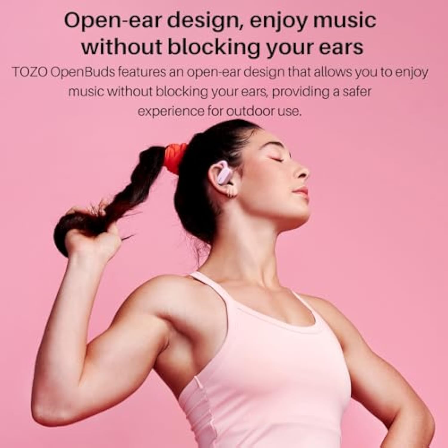O2 True Open Ear Wireless Headphones Lightweight With Multi-Angle Adjustment, Bluetooth 5.3 Earbuds With Dual-Axis Design For Long-Lasting Comfort, Crystal-Clear Calls For Driving, Pink