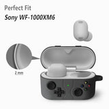 Funny Cartoon Design Silicone Case for Sony WF-1000XM6 Earbuds with Carabiner Dark Gray