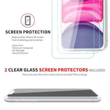 Iphone Xr Clear Case & Screen Protector | 2 In 1 Bundle Package | 2 Tempered Glass Screen Protectors | Crystal Clear Transparent Soft Case | Shockproof Bumpers | Slim Fit |