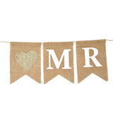 Mr And Mrs Burlap Banner Wedding Bunting Banner For Wedding Photo Props, Backdrop Or Table Decorations"