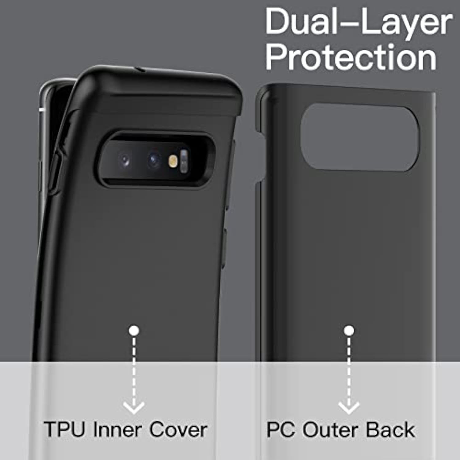 JETech Heavy Shockproof Case for Samsung Galaxy S10, Dual Layer Rugged Protective Phone Cover with Shock-Absorption (Black)