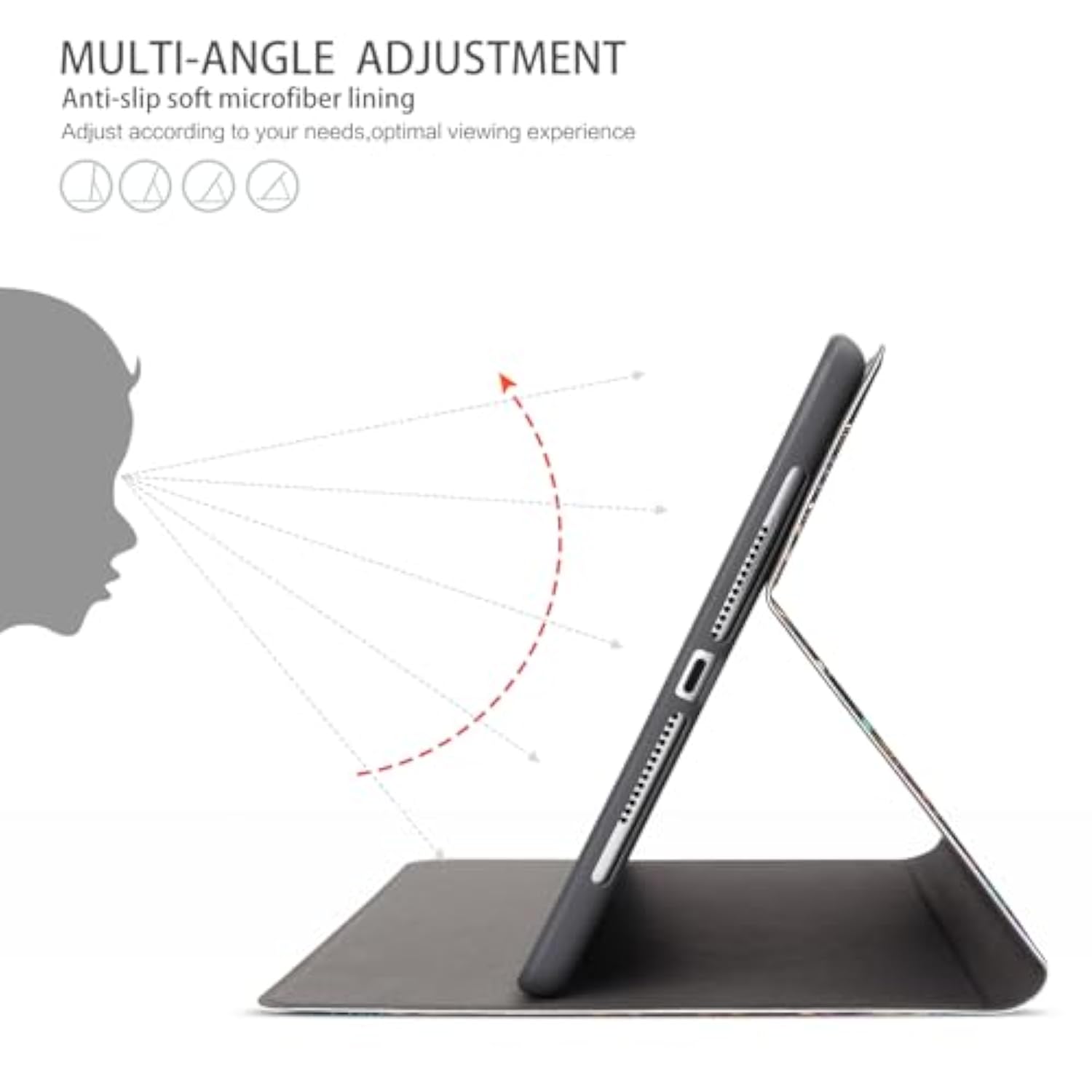 For Air 2 Case, 6Th/5Th Generation Case, 9.7 Case, Case 6Th Generation, Air 1St Gen Kids Women Men Shockproof Multi-Angle Viewing Adjustable Stand Auto Wake/Sleep Colored Cat