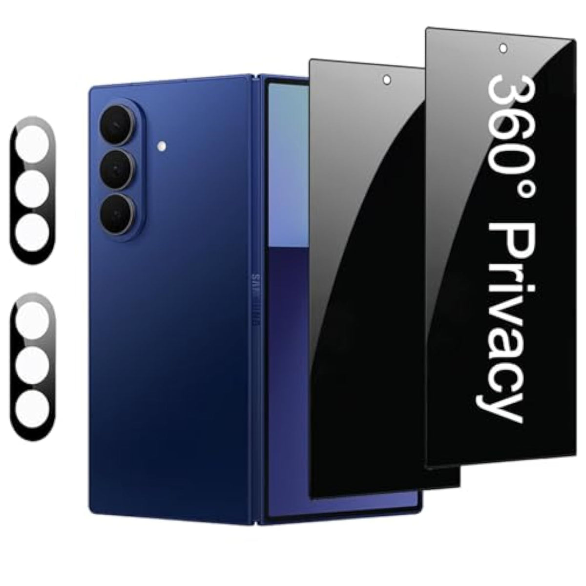 2 Pack 360 Degree Privacy Screen Protector For Samsung Galaxy Z Fold 7 Anti-Spy Tempered Glass Flim 2 Pack Camera Lens Protector Accessories