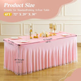 Pink Tablecloths 6 Foot Rectangle Tables, Spandex Fitted Tablecloth Stretch Table Cover With Tulle Skirt For Baby Shower Birthday Party Wedding Banquet Dessert Table Decorations