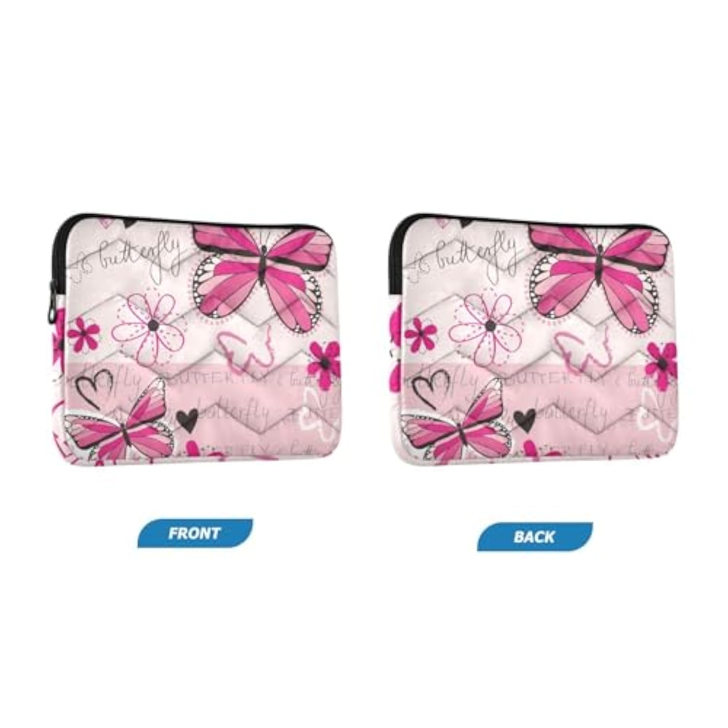 Pink Butterfly Laptop Sleeve Case 13, 13.3, 14 Inch, Computer Cases For Pad Tablet, Waterproof Briefcase Bag