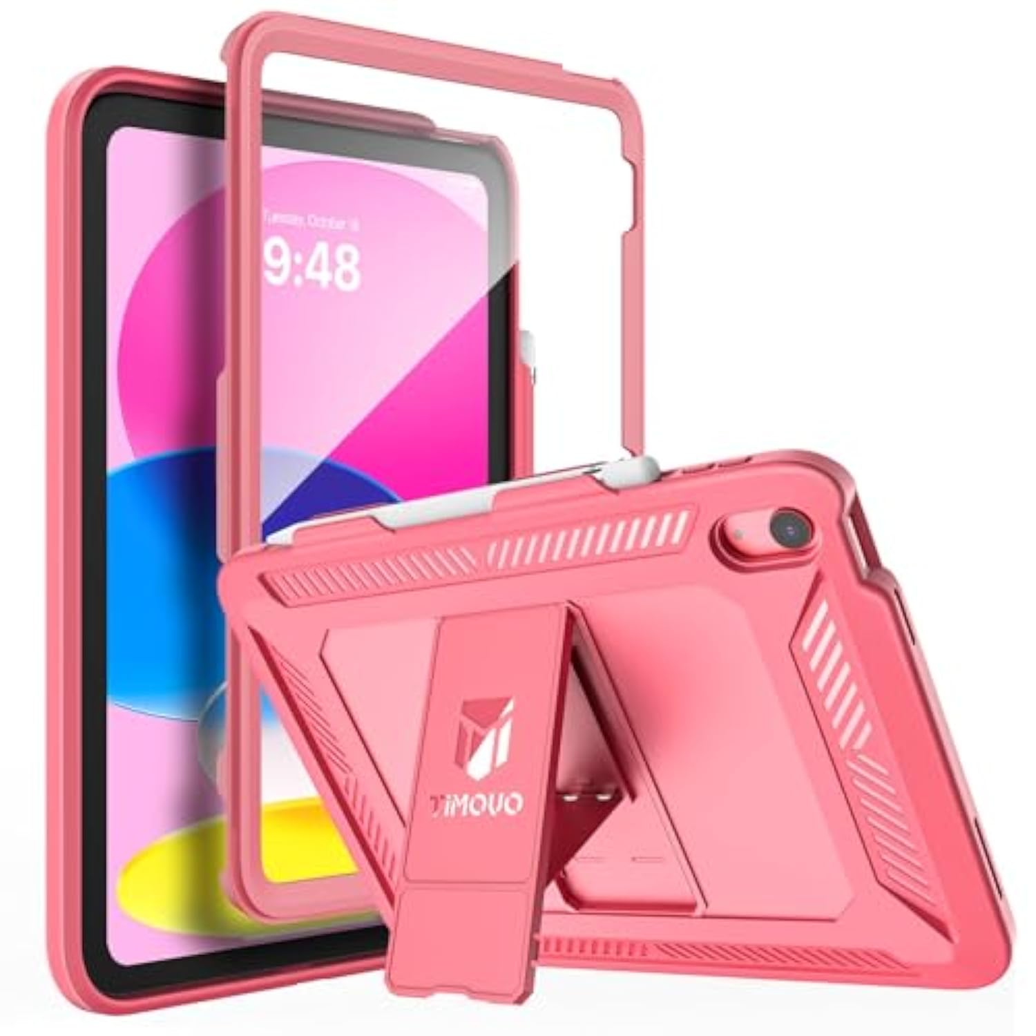 Case For (A16) 11Th Generation 11 Inch 2025, 10Th Generation Case 2022 With Screen Protector, Heavy Duty Shockproof Rugged Protective Cover, Watermelon Pink