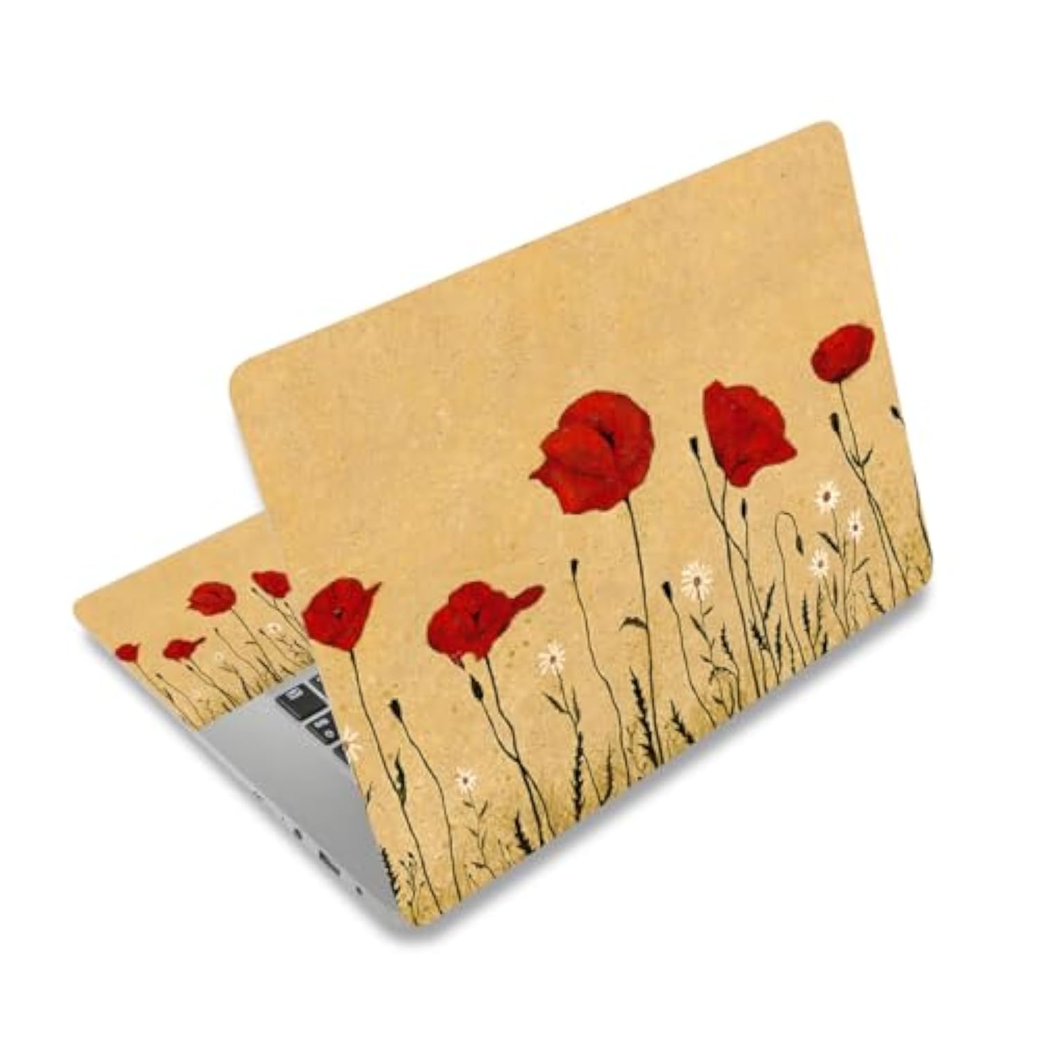 Laptop Skin Sticker Decal,12" 13" 13.3" 14" 15" 15.4" 15.6" Laptop Skin Sticker Protector Cover For Toshiba Hp Samsung Dell Apple Acer Leonovo Sony Asus Laptop Notebook (Poppy Flowers)