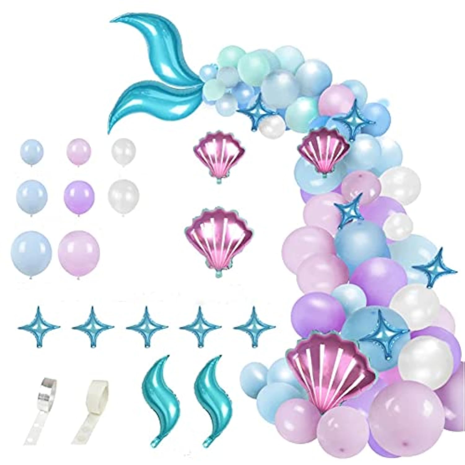 Mermaid Balloon Garland Kit With Tail Balloons Arch For Girl Birthday Party Decorations And Baby Shower Supplies