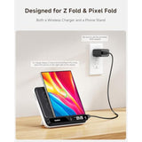 30W Fast Wireless Charging Station For Google Pixel 10 Pro Fold/9 Pro Fold/Pixel Fold/8 Pro/8A/7 & Samsung Galaxy Z Fold 6/5/4/3, Foldable Phone Charger Stand, 504F