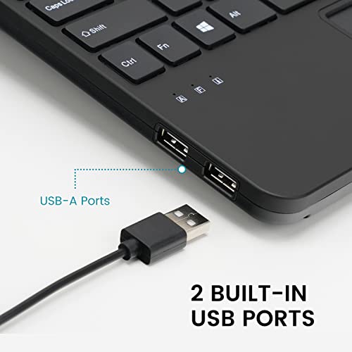 Periboard-525 Us, Wired Mini Usb Keyboard With Touchpad - X Type Scissor Keys - 11.18X7.17X1.1 Inches - Build-In 2 Usb Hubs - Us English
